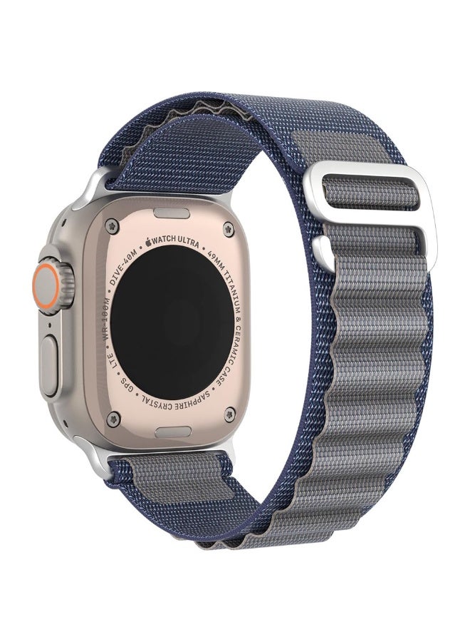 سوار من النايلون من الباين لوب متوافق مع ساعة ابل الترا 49 ملم 45 ملم 44 ملم 42 ملم، قابل للتعديل مع خطاف معدني على شكل حرف C لساعة اي ووتش الترا 2، سلسلة – مريح وقابل للتنفس للاستخدام اليومي والأنشطة الخارجية - أزرق - Image 2